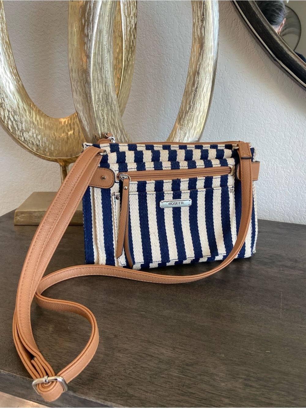 rosetti crossbody shoulder bag purse woven fabric stripe clutch